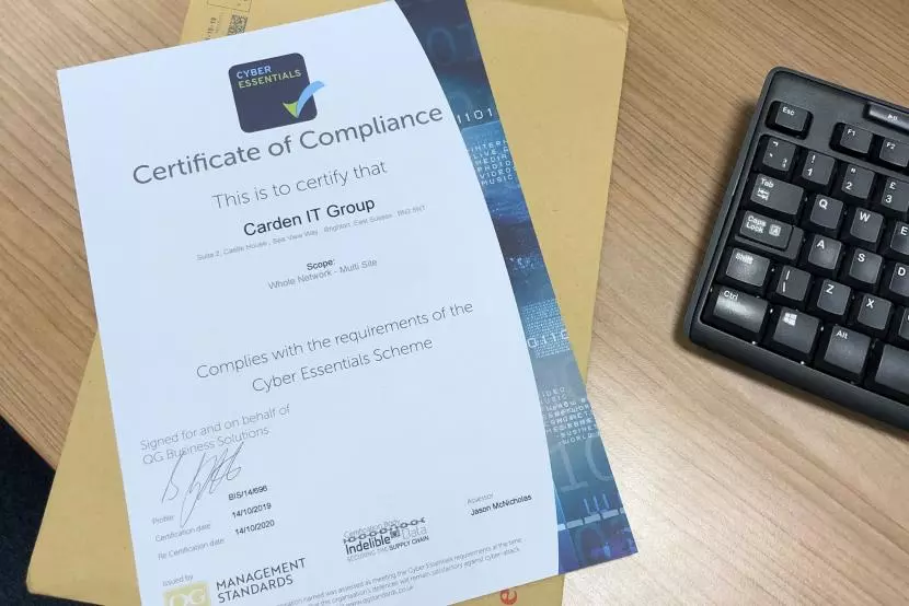 Carden IT Group Cyber Essentials Certificate