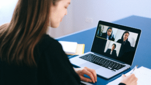 Woman on a video call