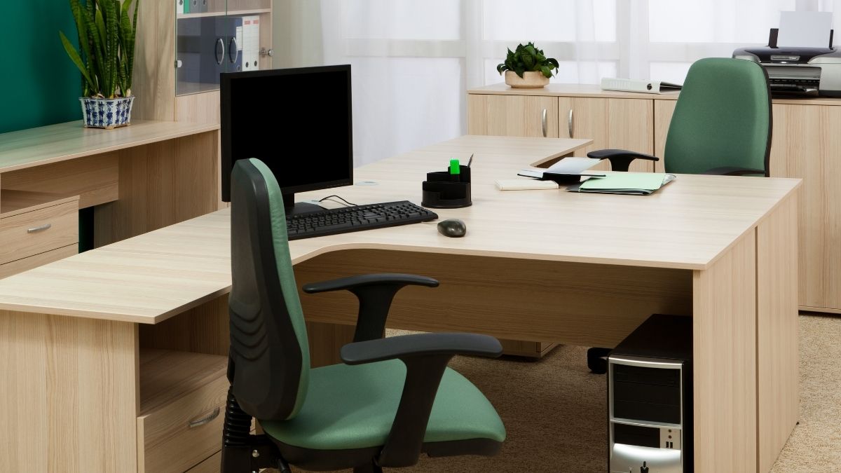 office desk with empty chairs