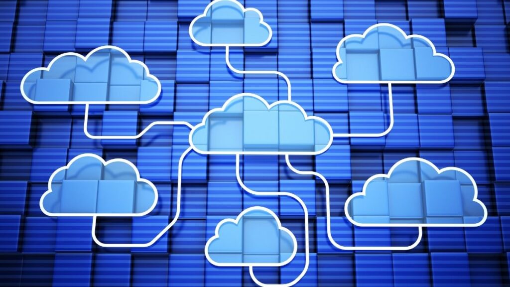 cloud icons connected by glowing lines