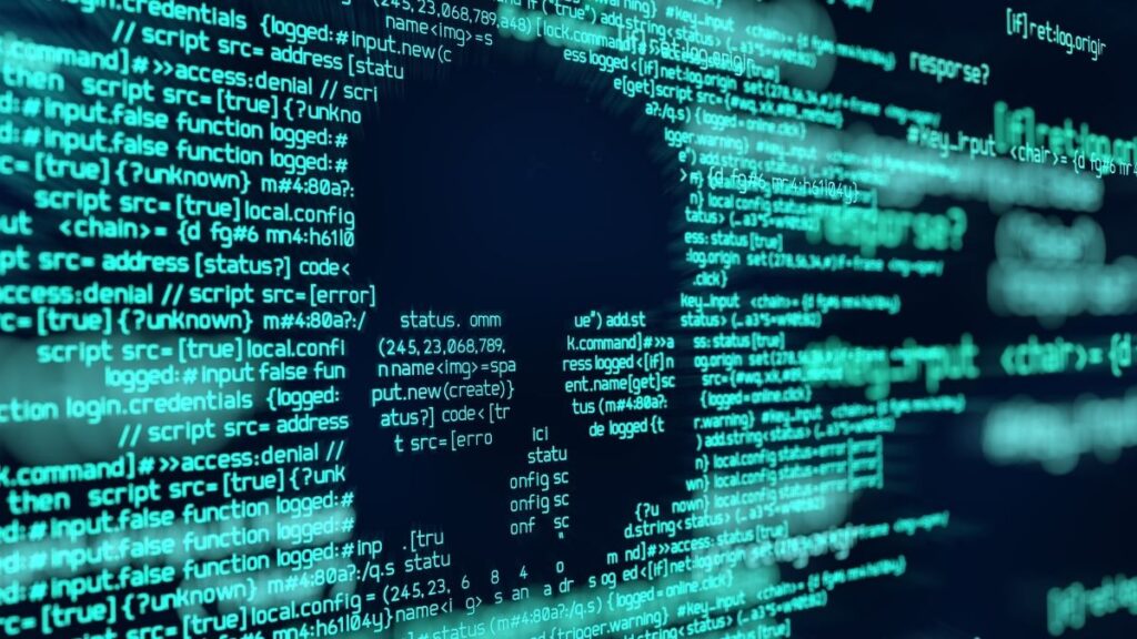 skull graphic demonstrating how ransomware spreads