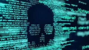 skull graphic demonstrating how ransomware spreads