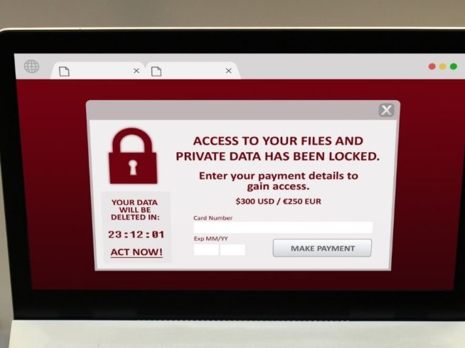 ransomware ransom demand on laptop screen
