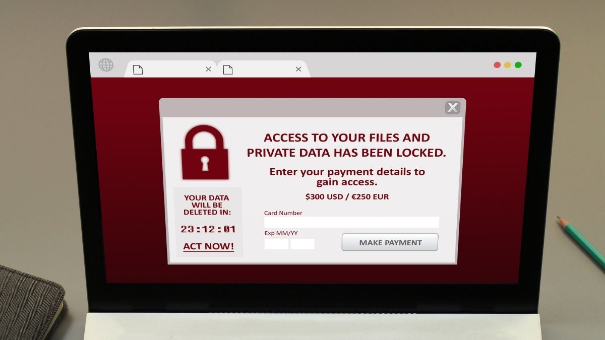 ransomware ransom demand on laptop screen