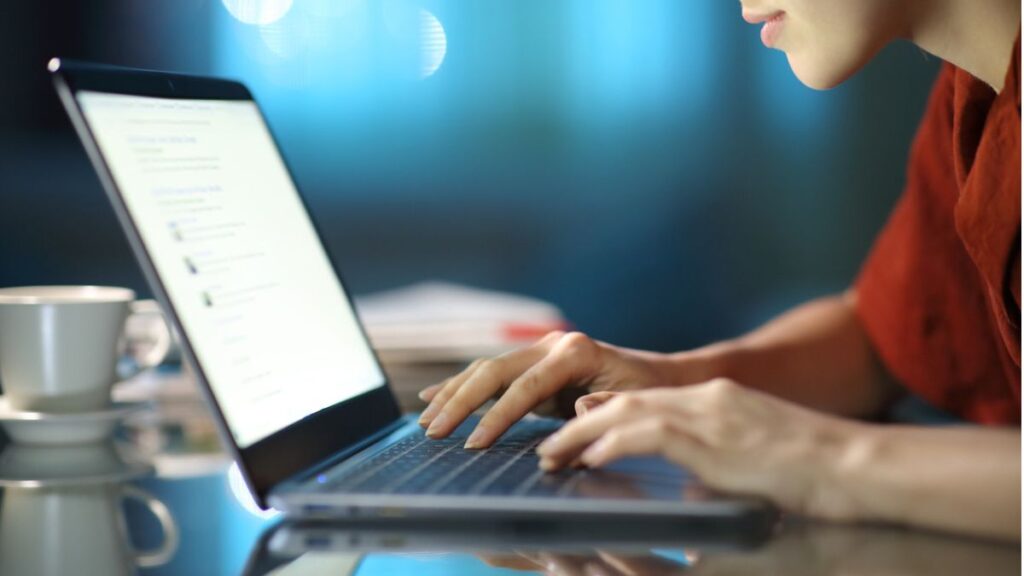 person using Microsoft office