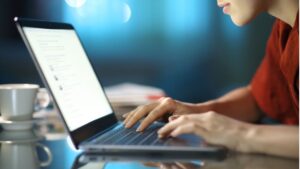 person using Microsoft office