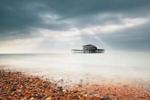 Brighton beach landscape with west pier